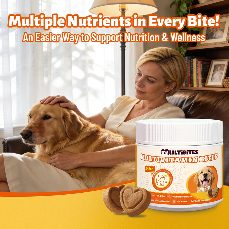300 Bites Vitamins Supplements and Taurine for Dogs with CoQ10, Glucosamine,Omega 3, MSM - Dog Multivitamins for Heart Health, Immunity Support, Antioxidant Protection 7.76oz