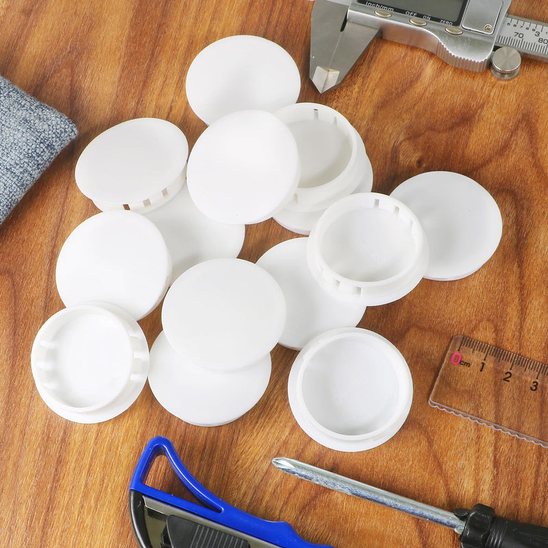10pcs Plastic Hole Plugs, Snap in Locking Hole Tube Circular Locking Fastener Cover, Insert End Caps for Furniture Fencing Post Pipe - 40mm, White 40mm | 1-9/16" 10