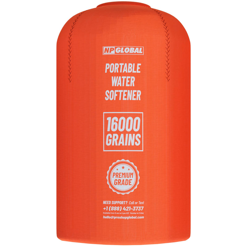 RV Water Softener Portable - 16,000 Grain, 3/4" GHT Fittings, Convenient Water Softener for RVs, Trailers, Boats, Mobile Car Washing, Pressure Washing Cover Orange Neoprene Cover