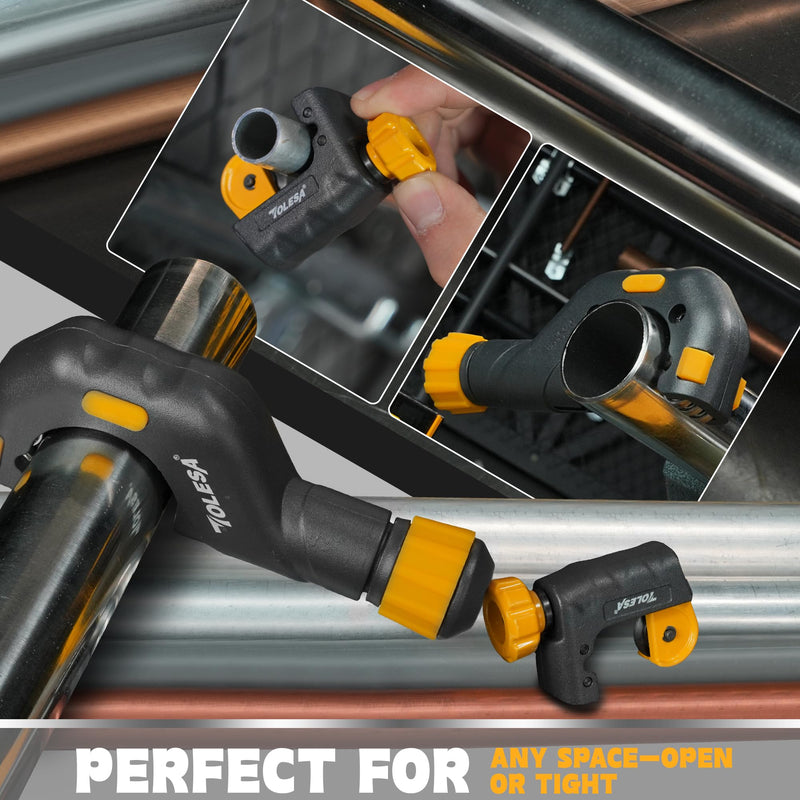 TOLESA Pipe Cutter Tool 1/8''-2'', Heavy Duty Mini Copper Pipe Cutters With Deburring Tools Pipe Reamer, Speed Cutting Tubing Cutter For Copper, Aluminum, PVC, Thin Stainless Steel Pipe 4 In 1