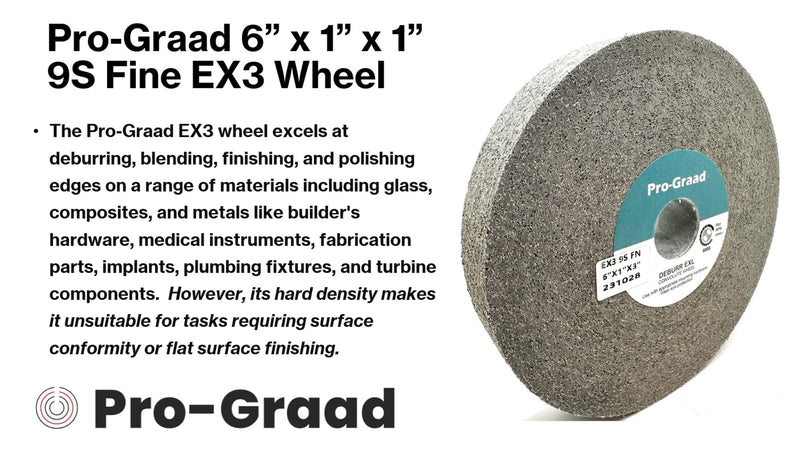 EX3 Deburring Wheel - 6” x 1” x 1” 9S Fine – Silicon Carbide – Deburr Metal, Finishing & Polishing Wheel - Highest Edge Retention & Durability - Aggressive Edge Deburring – 18825-1 Pack 6" x 1" x 1" 9S Fine