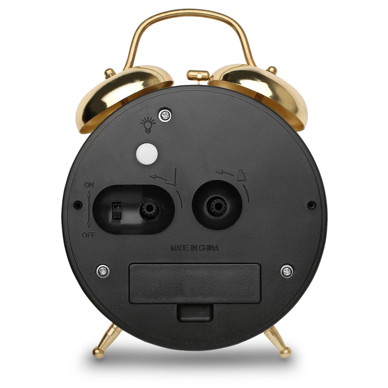 Westclox Big Ben Twin Bell Alarm Clock | Loud Alarm Clock for Heavy Sleepers | Battery Operated Clock with Backlight for Bedside Table, Bedroom, Kids Room, Desk (Gold, 4") Gold