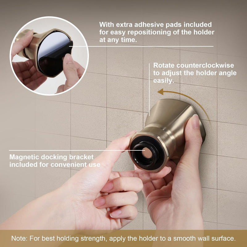 LAVA ODORO Handheld Shower Head with Magnetic Docking System Champagne Gold With Dock