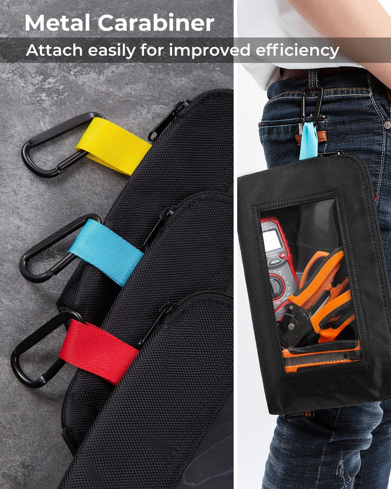 3 Pack Tool Pouch Zipper Bag, Heavy Duty Small Tool Bag with Clear Window, Multipurpose Storage Pouch for Tools, Gadgets, Cosmetics, Stationery, Travel Accessories 3 Pack, Clear