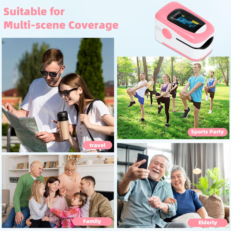 Aloway Finger Oxygen Monitor, Pulse OX, Pulse Oximeter Fingertip, Oxygen Monitor Fingertip with Pulse Monitor, SpO2 Reading Home Outdoor Sports, Pulse Oximeter(Pink) pink