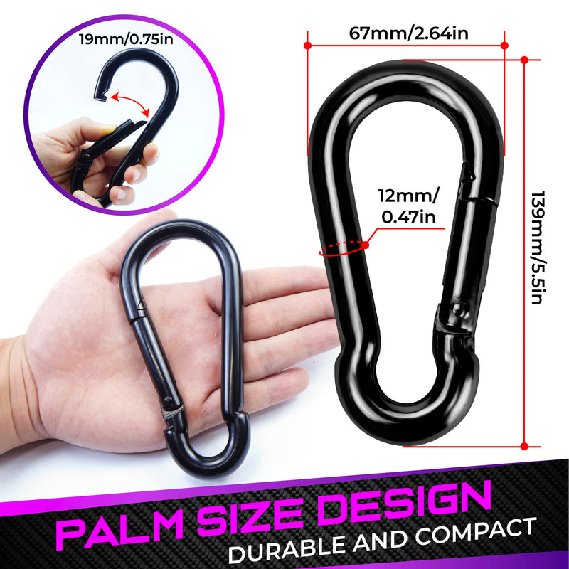 Spring Snap Hooks, Carabiner Clip, Heavy Duty Rope Connector, Quick Link Carabiners Spring Snap Hooks for Indoor & Outdoor, Camping, Climbing, Fishing, Hiking 2Pcs 5.5In