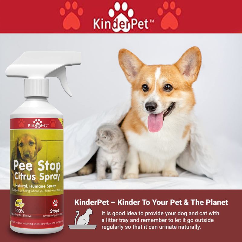KinderPet Pee Stop Spray Urine Stop for Cat and Dog Repellent Stop Cats and Dogs Repeat Marking Indoors and Outdoors 100% Natural Enzyme Urine Destroyer 500 ML - PawsPlanet Australia