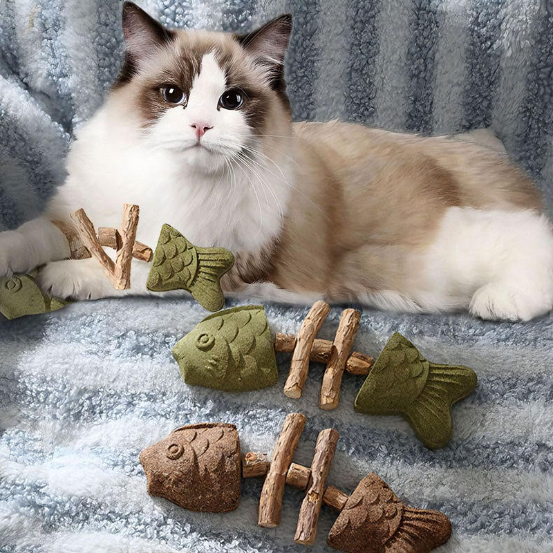 Purrident - Fix Cat Dental Health, Natural Dental Chew for Cats, Fishbone Shape Cat Teething Toy with Catnip, Durable Feline Tooth Care Tool for Indoor & Adult Cats (3PCS-D) 3PCS-D