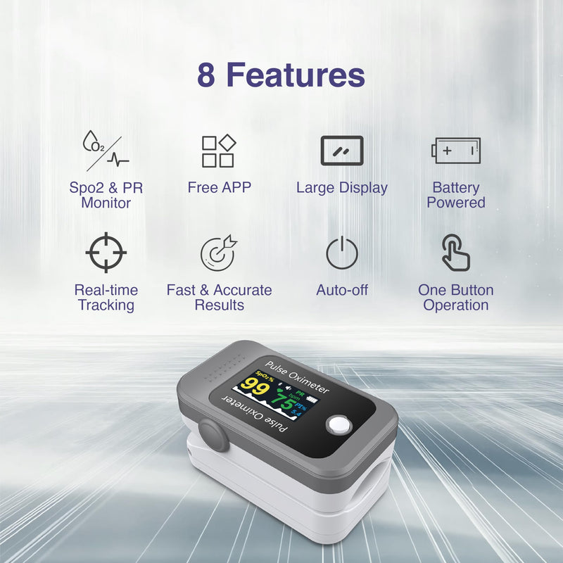 Fingertip Pulse Oximeter,Blood Oxygen Saturation Monitor,High Accuracy O2 Meter for All Skin, Portable SPO2 & Pulse Rate Monitor for Children Adults,Batteries and Lanyard Included (BM1000C-bluetooth)