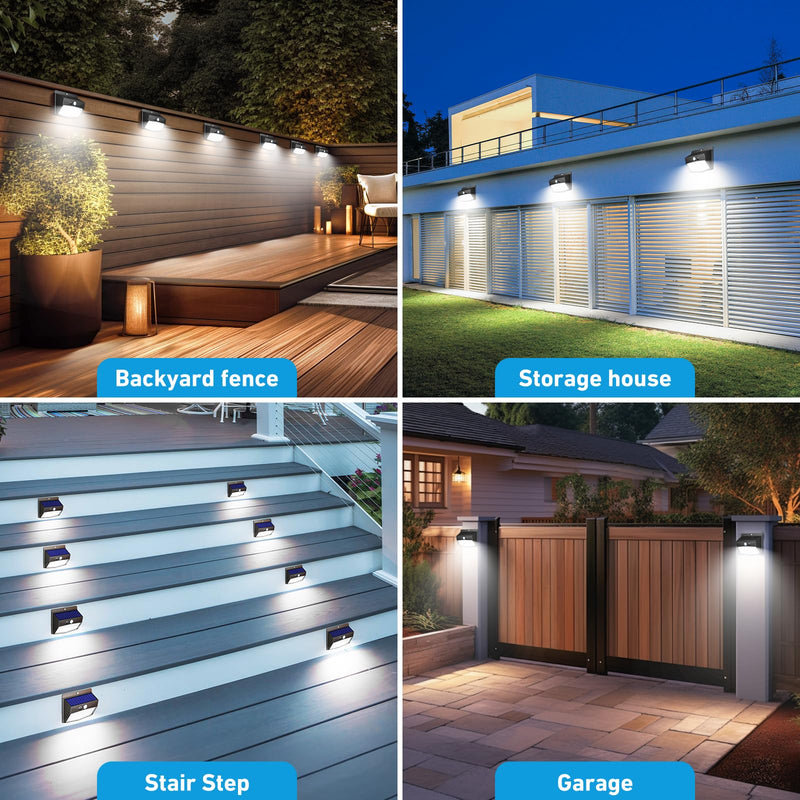 Peasur [6 Packs] Solar Lights Outdoor Motion Sensor Solar Security Lights Waterproof with 3 Lighting Modes Solar Powered Wall Lights Outside for Garden Fence Yard Deck Black 6 Pack