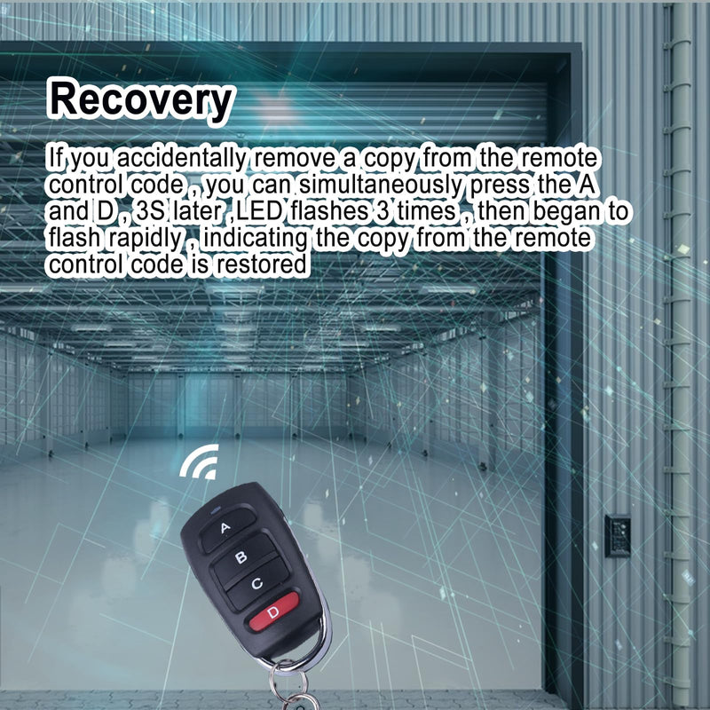 5PCS 433.92MHz Gate Opener Remote, 4 Button Garage Door Opener Remote 433Mhz Electric Gate Garage Door Remote Control Duplicator Fob Opener for Electric Garage Door Car