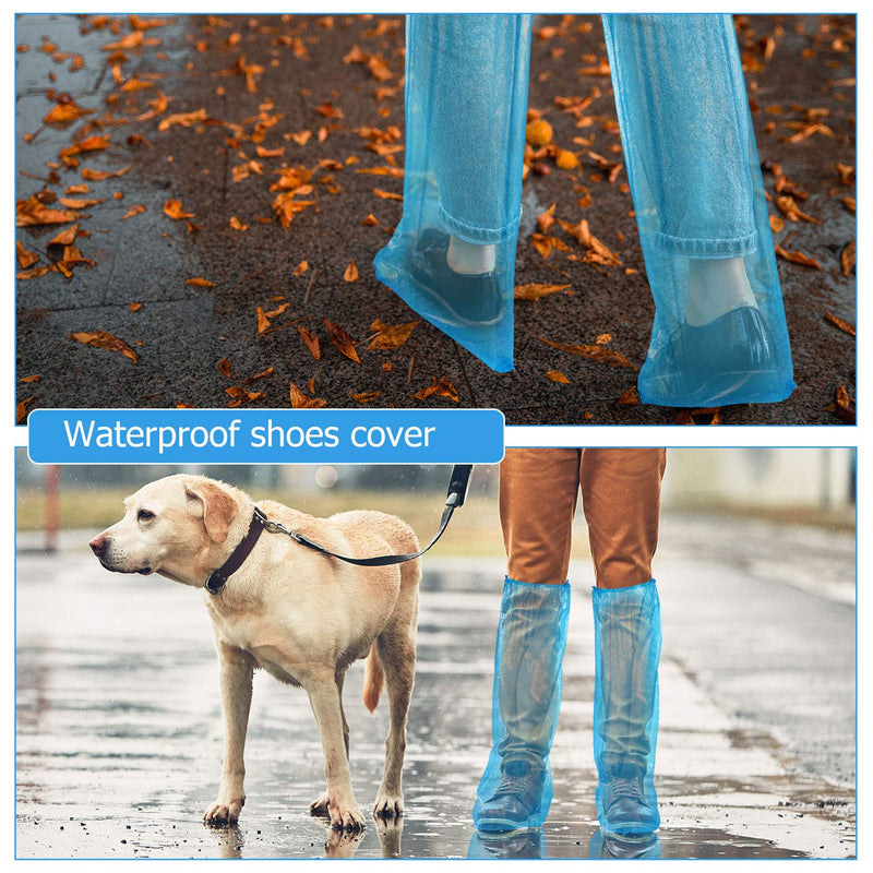 SATINIOR 70 Pcs Disposable Boot Covers Plastic Long Waterproof Shoes Cover Over The Knee for Men Women 20