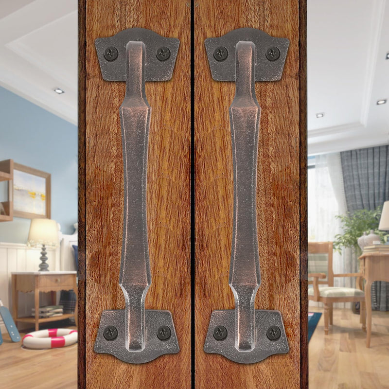Sliding Barn Door Handles, 10 Inch Heavy Duty Rustic Design Barn Pull Handle, for DIY Sliding Barn Door, Gate, Shed, Garage | Square Solid Metal Material, Oil Rubbed Bronze Finish 10 Inch Barn Door Handles ORB