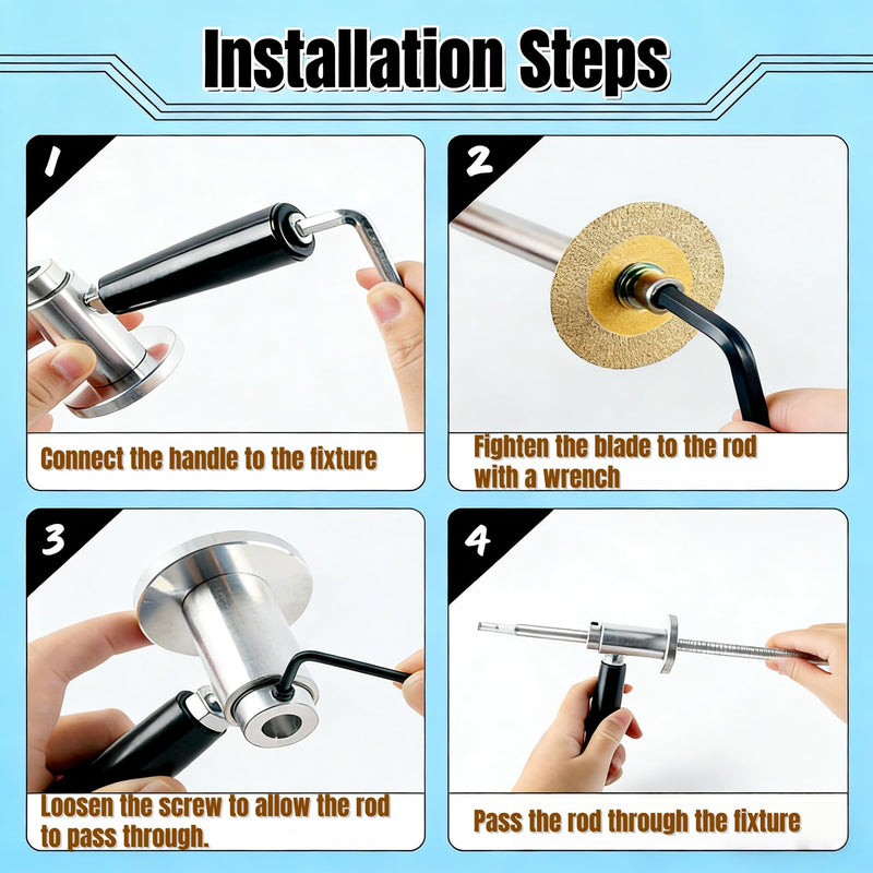 Inside PVC Pipe Cutter, 7" Adjustable Cutting Depth for 1-1/2" to 8" Pipes, w/6 Diamond Cutting Wheels & Saw Tooth Blades & Handle, 1/4" Hex Shank Pvc Cutter Tool for Drills