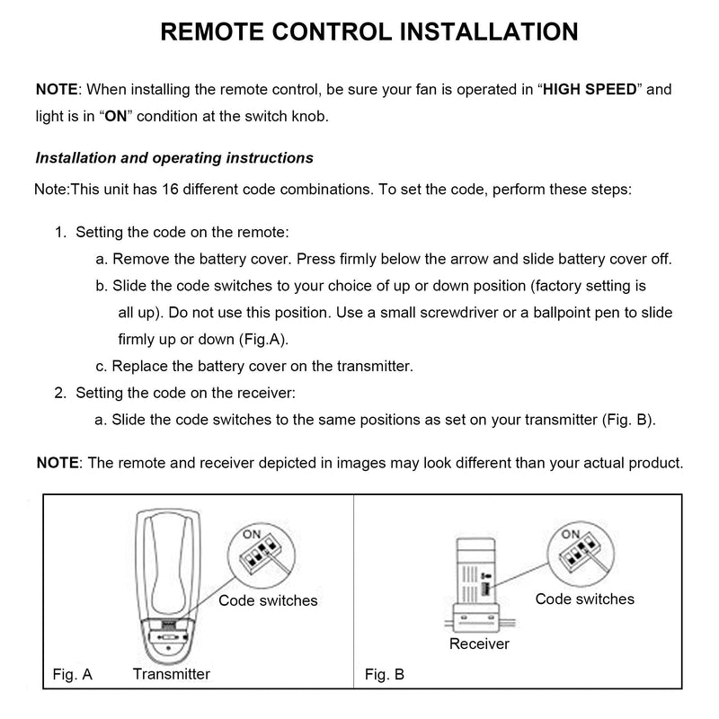 Ceiling Fan Remote Control with Reverse, Light Dimmer, 3 Speed Adjustable Control of Replacement of Hampton Bay CHQ7080T UC7080T Remote Control Only Remote