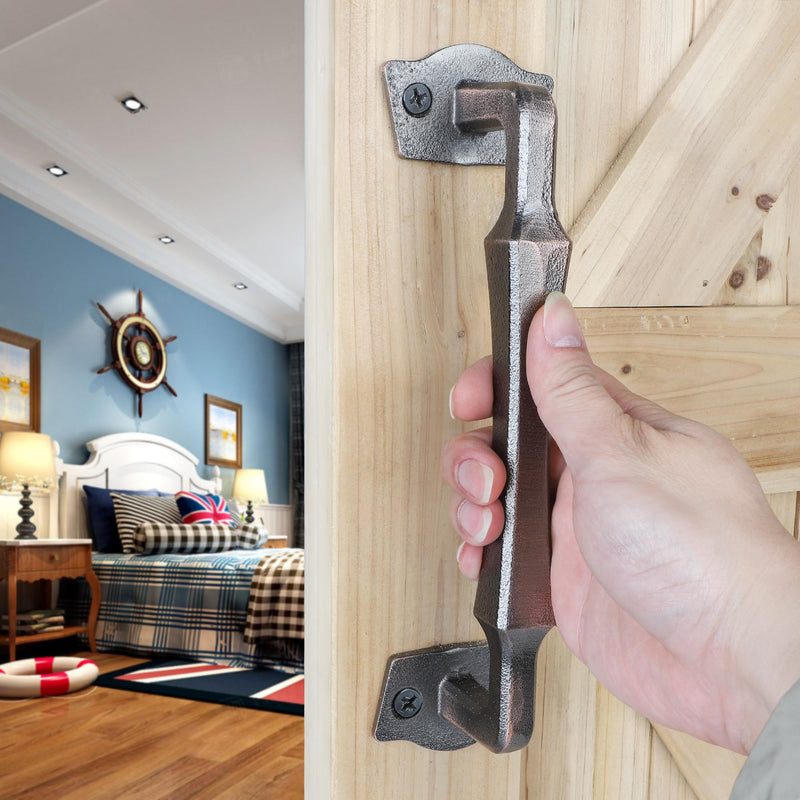 Sliding Barn Door Handles, 10 Inch Heavy Duty Rustic Design Barn Pull Handle, for DIY Sliding Barn Door, Gate, Shed, Garage | Square Solid Metal Material, Oil Rubbed Bronze Finish 10 Inch Barn Door Handles ORB