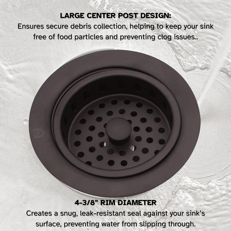 Westbrass A214-12 3-1/2" Post Style Large Kitchen Sink Basket Strainer, Oil Rubbed Bronze