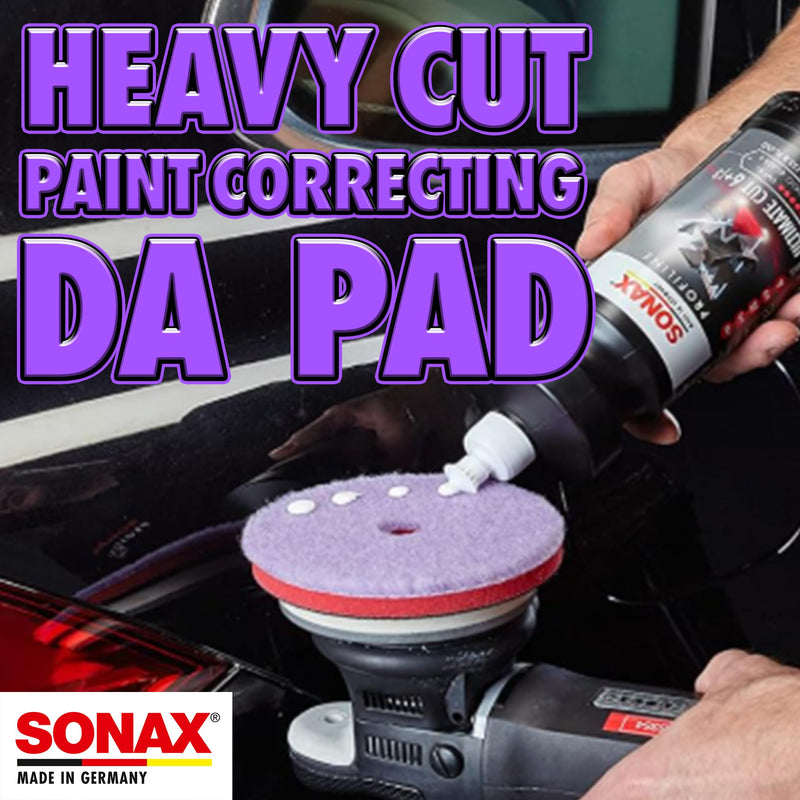 SONAX Hybrid Wool Pad | Heavy Cut Polishing Pad for Dual-Action Machines | Reduces Polishing Time | Removes Deep Scratches & Matting | 85% Wool, 15% Polyester | Low Heat Generation | 494100 | 165mm
