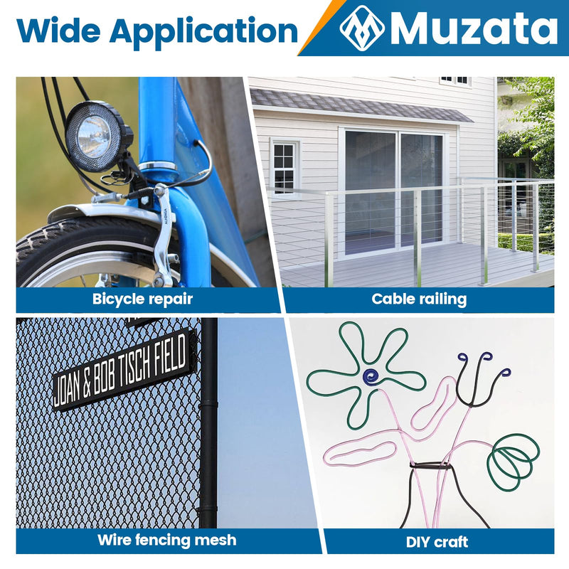 Muzata Cable Cutter Wire Rope Cutter Heavy Duty Stainless Steel Aircraft 1/8" 5/32" for Deck Railing Bike Housing Metal Fence CR12 1PACK