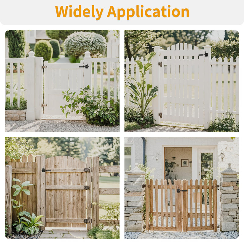 4 Pack, Heavy-Duty Self-Locking Gate Latch for Wood Fence Gate - Automatic Gravity Lever, 4.6in, Durable Steel Sincere, in Sleek,Automatic Gate Latch in Black 4 Pack