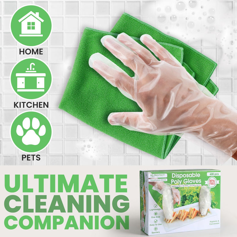 Keppi 600pcs Plastic Gloves - BPA & Latex Free - Perfect Food Handling Gloves - Food Safe Disposable Gloves for Cooking - Bulk Food Safe Gloves - One Size Great Fit 600 Pack
