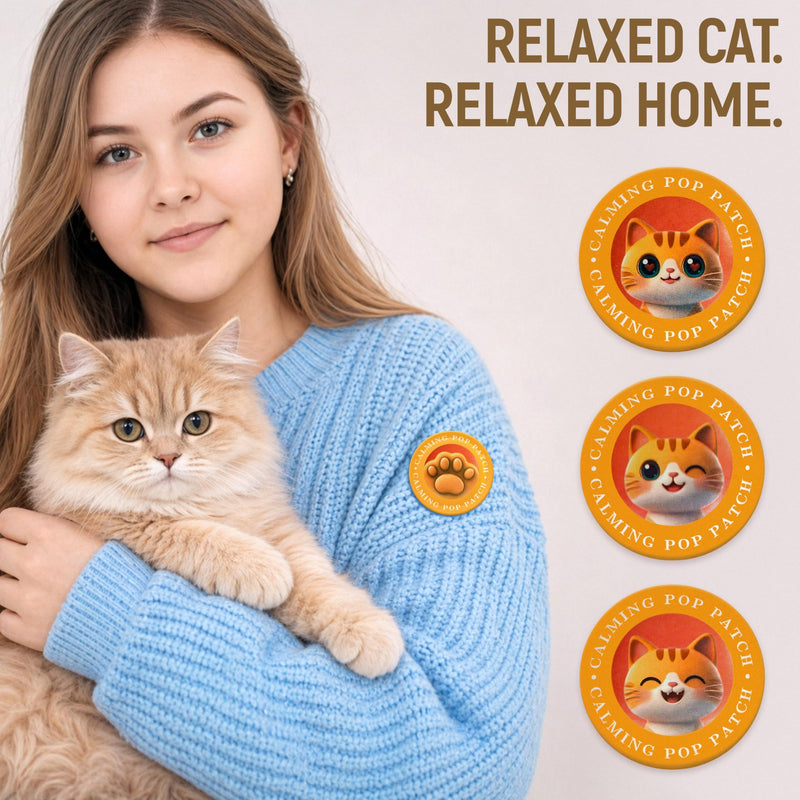 Granatan Calming Pop Patch for Cat Travel, Pheromone Diffuser for Cats, Reduces Anxiety and Stress-Related Behaviors, for Carrier, Vet Visits, Pet Travel Support, Long-Lasting, No Electricity Needed