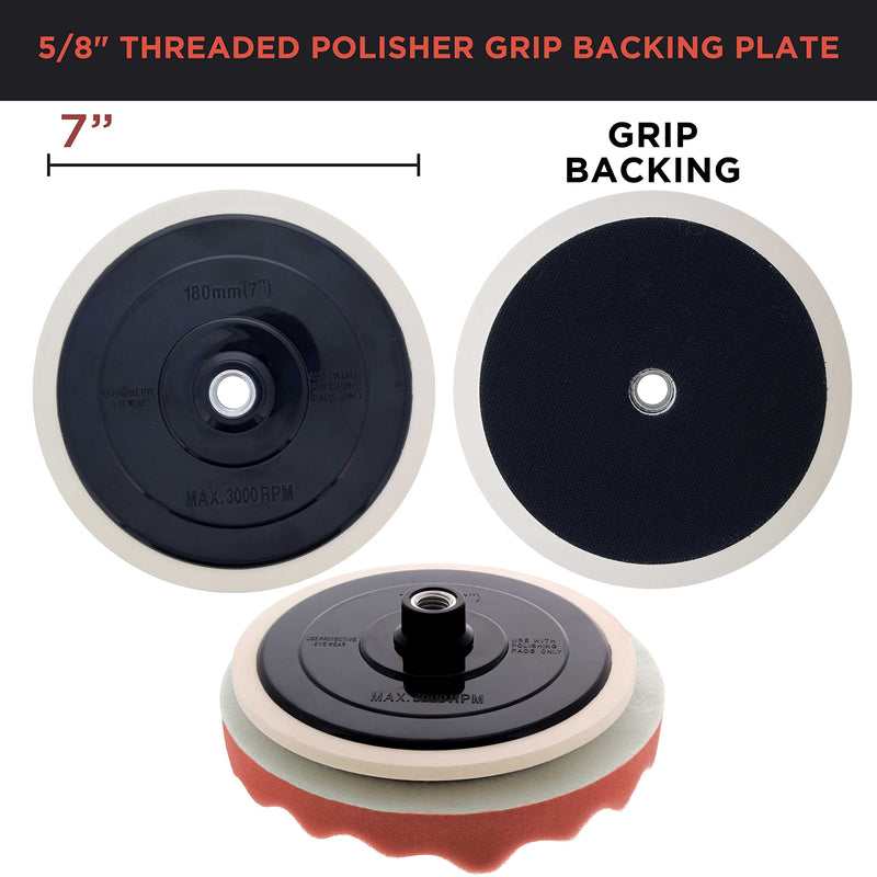 TCP Global Professional 3 Pad Buffing and Polishing Kit with 8 Inch Waffle Foam Pads for Car Detailing - Complete Polisher Buffing Pad Set with 5/8" Threaded Backing Plate
