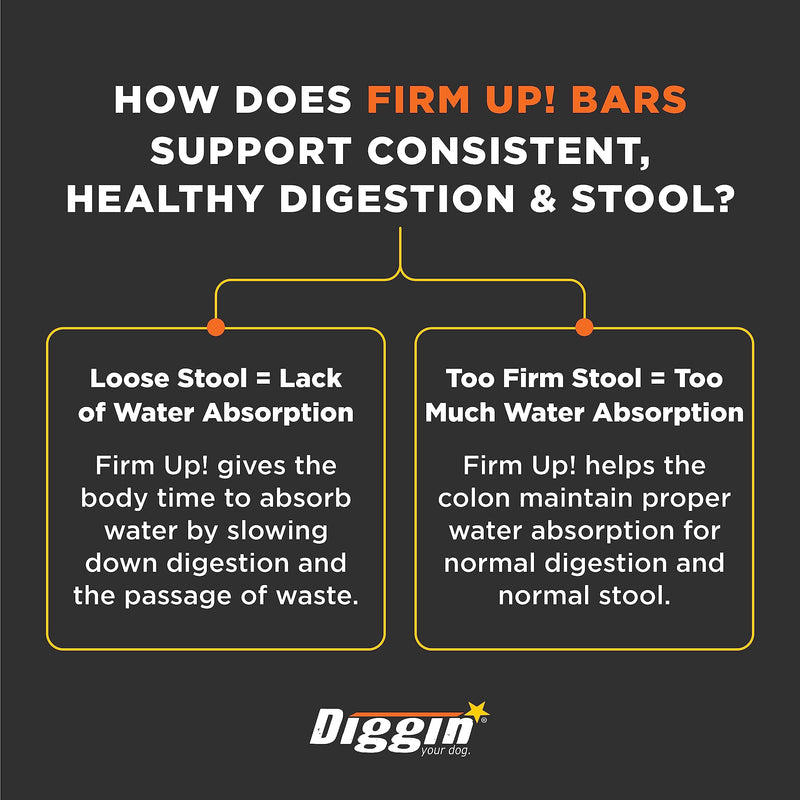 Diggin' Your Dog Firm Up Bars for Dogs & Cats, 100% Made in USA, Pumpkin Powder Bars for Dogs, Digestive Support, Apple Pectin, Fiber, Healthy Stool, 6 Count - PawsPlanet Australia