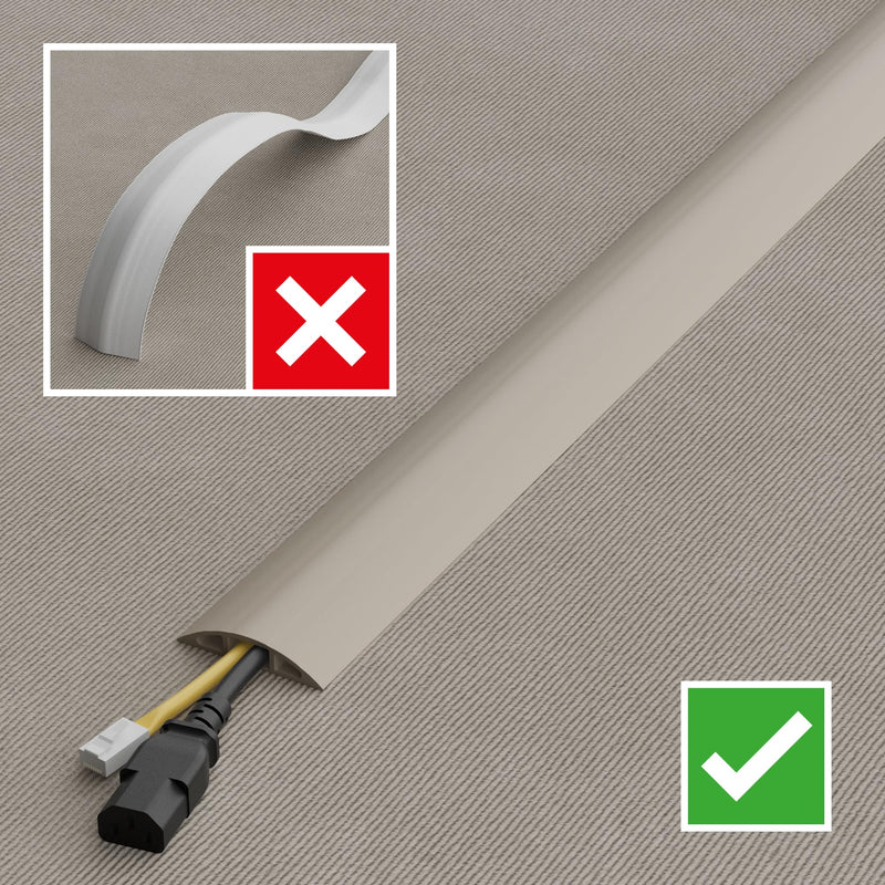 D-Line 6ft Floor Cord Cover, Cable Protector, Hide Extension Cords, Protect Cords, Prevent Cable Trips, Heavy Duty Cord Hider - Cable Cavity = 0.63" (W) x 0.31" (H) - Beige 6 Feet