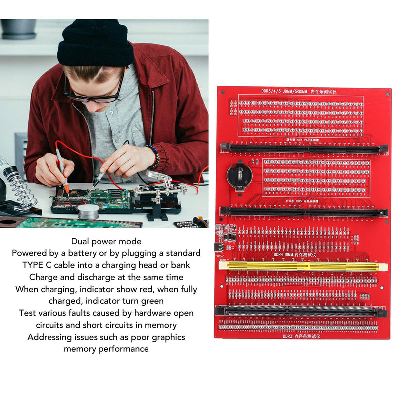 RAM Memory Diagnostic Analyzer Tester 4 in 1 Desktop DDR3 DDR4 DDR5 Tester Card Light