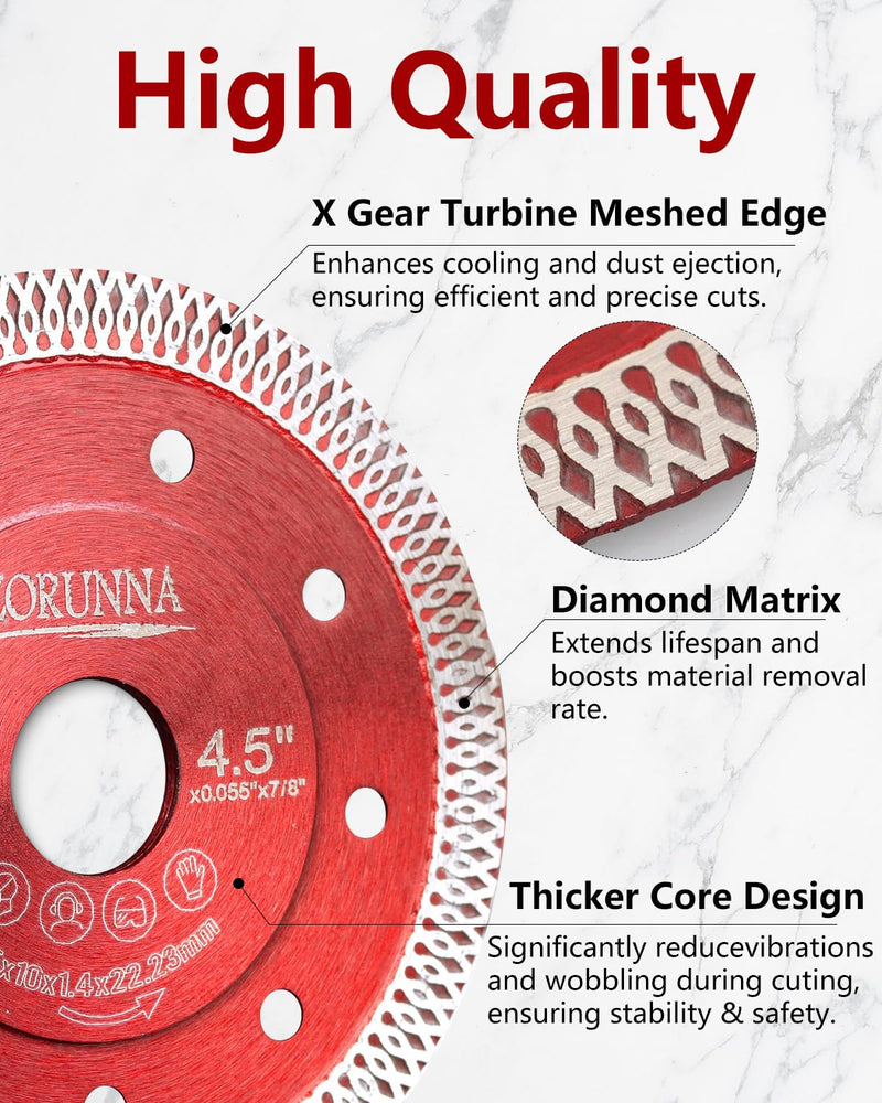 5Pcs Diamond Saw Blades, 4-1/2" Tile Grinder Cutting Blade for Angle Grinder Tile, Super Thin Indestructible Disc for Grinder for Cutting Porcelain Ceramic Granite Marble Tile. 4.5" 5