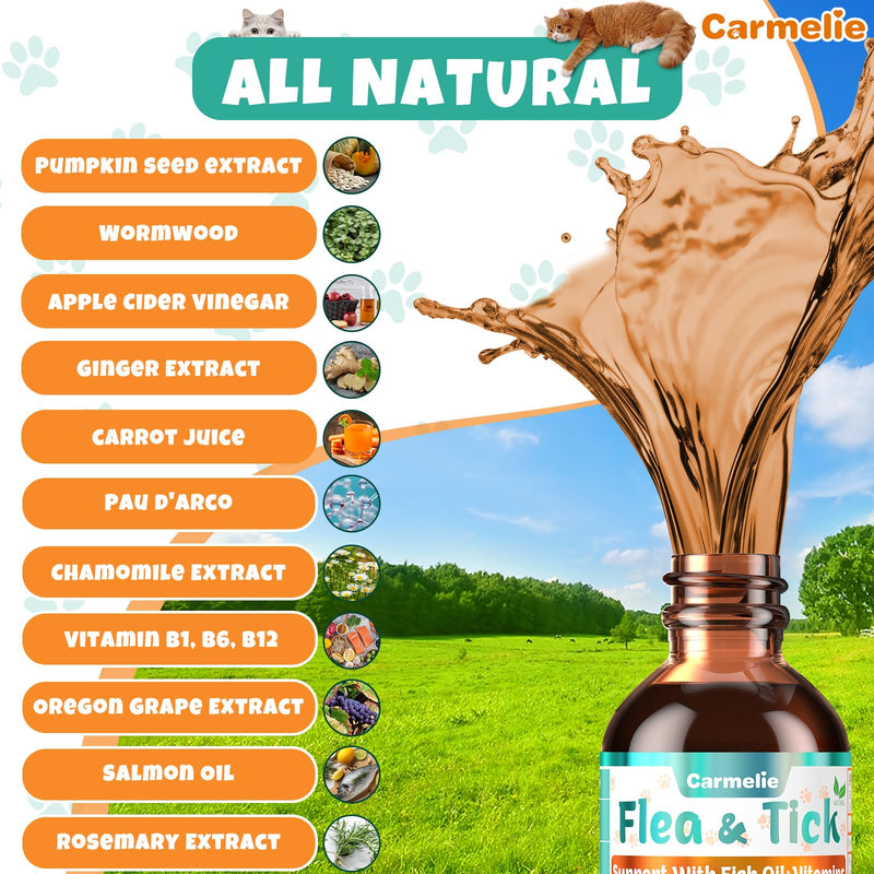 Flea and Tick Support Bundle for Dogs and Cats – Oral Flea Drops for Cats + Flea Chews for Dogs – Natural Flea Prevention for All Breeds & Ages – Chicken Flavor