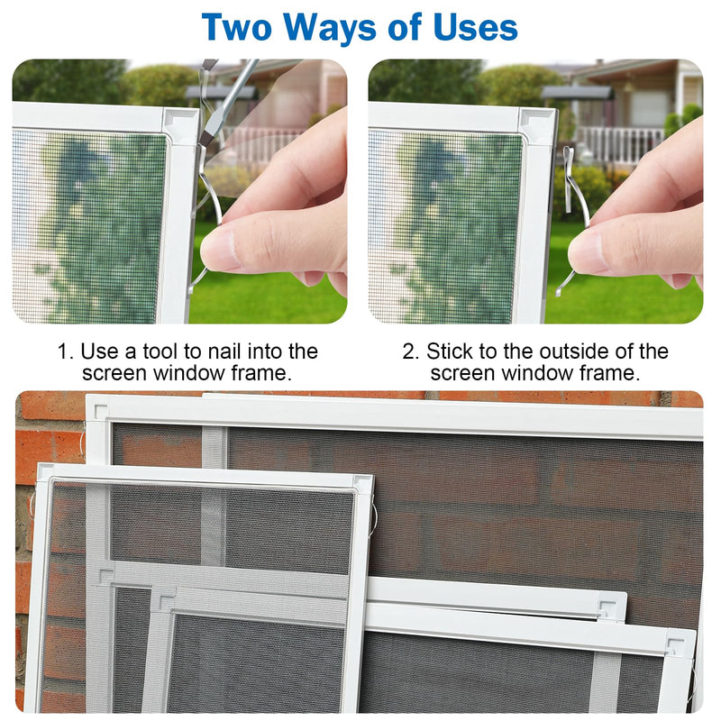 30 Pcs Corner Mount Flat Window Spring Stainless Steel Window Screen Clips, Prevent Screen Windows Shaking 30 Pieces