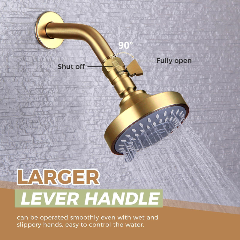 Aomasi Shower Flow Control Valve, Brass Water Restrictor for Shower Head, Titanium Gold
