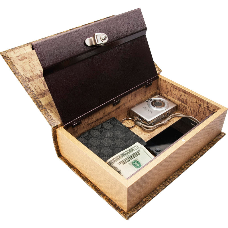 Barska Portable Diversion Dual Book Safe Concealed Lock Box for Secure and Discreet Hidden Storage of Valuables and Personal Items Antique Map