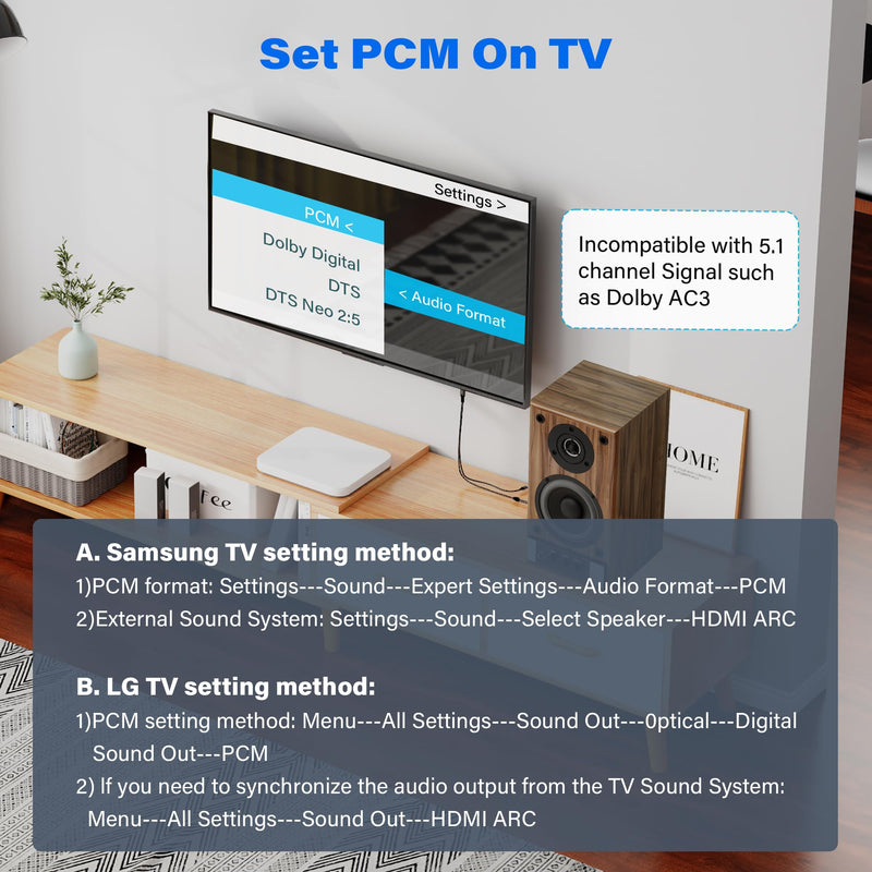 Unidirectional 192KHz HDMI ARC/eARC to Optical Toslink SPDIF Audio Extractor Splitter Converter Cable 6 Ft, USB Powered Digital Adapter for HDTV to Soundbar Home Theater Amplifier Old Speaker 6FT