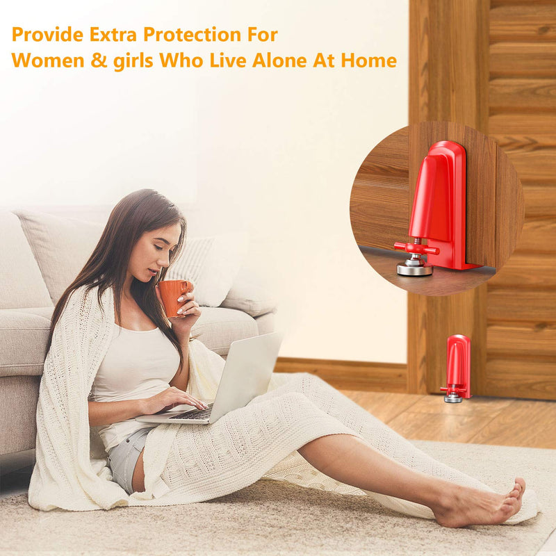 Door Stoppers Security - Portable Door Jammer for Travel Security Anti Theft, Apartment Hotel Door Lock - Protection for Homeowner and Children, Lockdown Device for Women Safety Self Defense (Red) Red