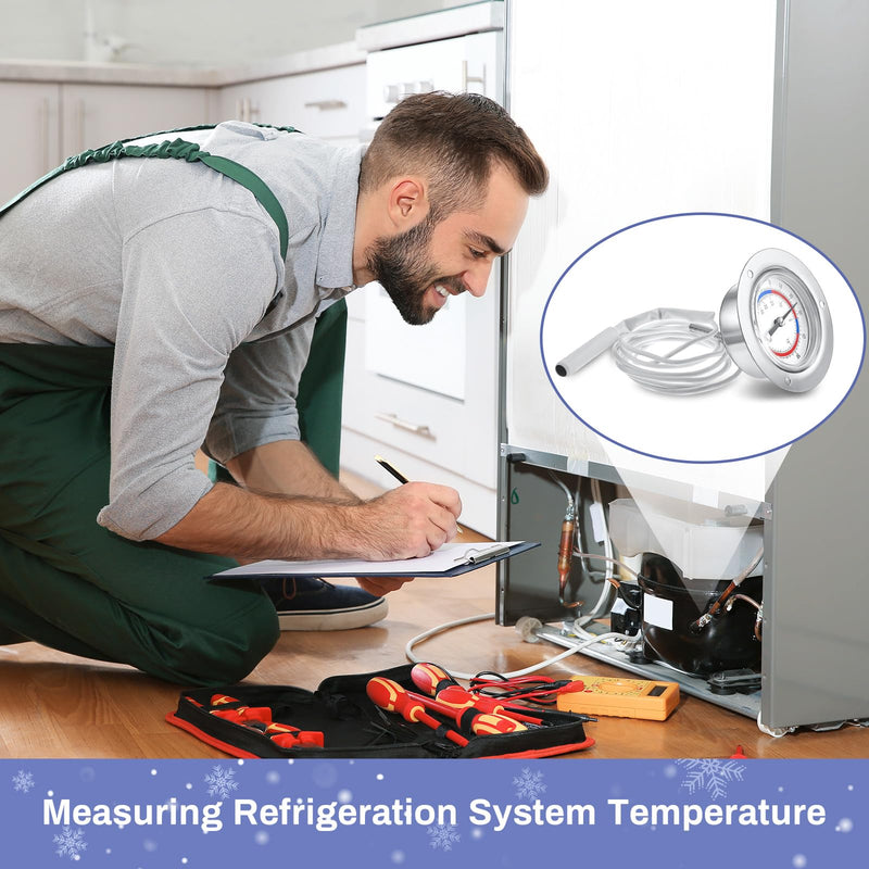 Copkim 2 Pcs Cooler Thermometer Vapor Capillary Design Refrigerator Gauge Freezer Thermometer, -40-65 Degree F/ -40-20 Degree C Temperature 2'' Dial Stainless Steel Flanged Panel Mount