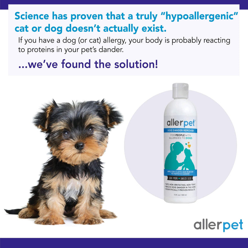 [Australia] - Allerpet Dog - Best Allergy Relief & Pet Dander Remover for Allergens - Ditch Your Allergy Shampoo - 100% Non-Toxic & Safe for Pets, Good for Fur & Skin (12 oz) 