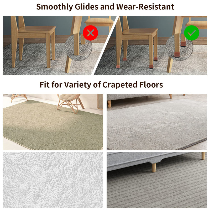 Chair Sliders for Carpeted Floors,16Pcs Chair Glides Square Furniture Sliders Carpet,Teflon Table Leg Protectors Sliders for Carpet,Make Furniture Glides Move Easy(Fit 1.1-1.4", Clear) Square-clear 1.1 - 1.4"