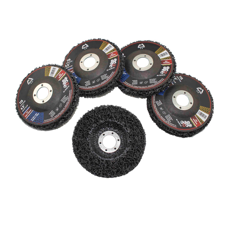 Merryland Strip Disc 4.5 inch Paint Rust Remover Disc for Angle Grinder, 4.5inch Black Strip Wheel 5 Pack, Stripping Wheel Stripper Wheel INOX Stainless Steel Iron Universal, Craft-Line SC107114-05 Black 5PCS