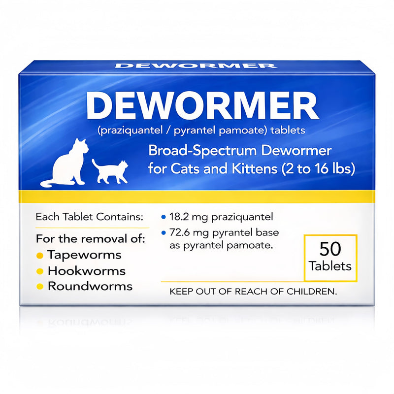 Broad Spectrum Cat and Kittens Dewormer for tapeworms, hookworms, roundworms