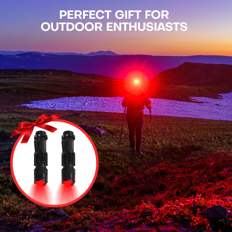 2 Pack Red Flashlight LED Single Mode Light 1 Mode LED Torch Scalable Red Light Flashlight for Astronomy Aviation Night Observation 2 Pack