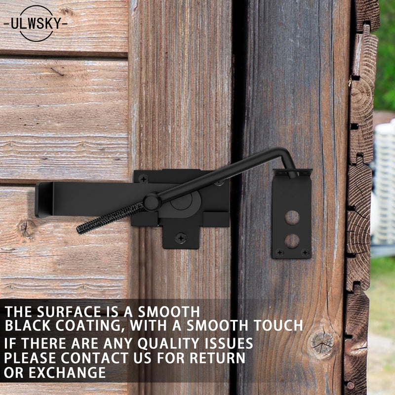 Pack of 2 Sliding Door Latch with Hook,Black Shed Door Cam Latch,Flip Action Door Lock,7in Lock Lever,for Farm Garden Courtyard Wooden Door,Pet Partition Door,Door Frame