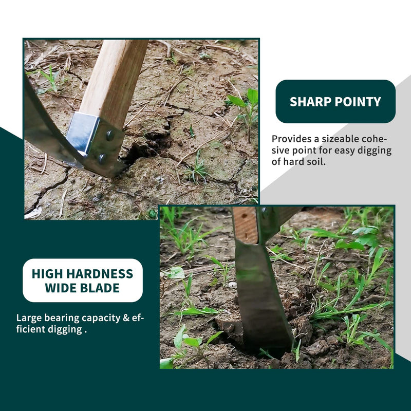 Berry&Bird Gardening Pick Axes, Stainless Steel Pickaxe Mattock Hoe with Wooden Handle, Heavy Duty Pick Axe Hand Tool for Transplanting Digging Planting Loosening Soil Camping or Prospecting Lenght:14.9inch