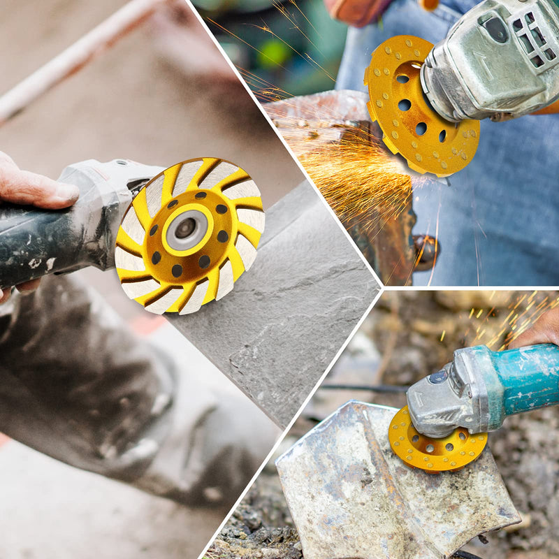 3 Pieces Diamond Cup Grinder 4 Inch Concrete Turbo Diamond Grinding Cup Wheel 12 Segs Heavy Duty Angle Grinder Wheels for Angle Grinder 3