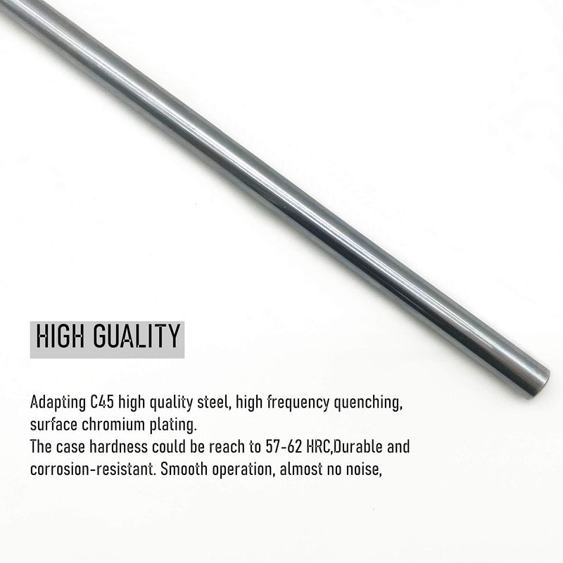 Linear Motion Rods 2PCS 8mmx 400mm (0.315 x 15.748 inches) Case Hardened Chrome Plated Linear Motion Rod Shaft Guide for 3D Printer, DIY, CNC - Metric h8 Tolerance 400mm length Diameter 8mm