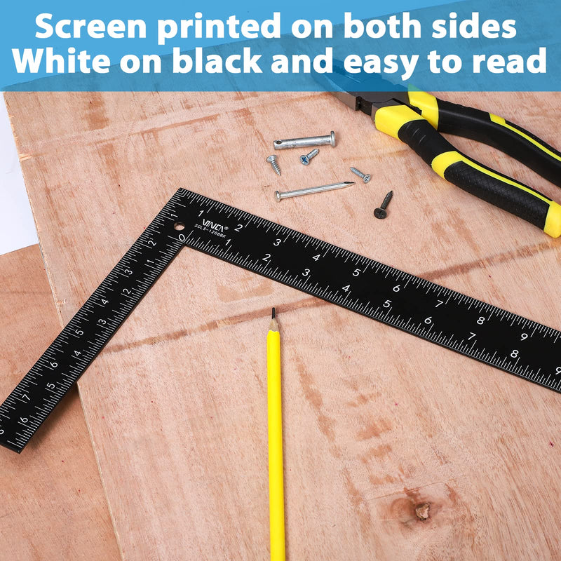 VINCA Carpenter Framing L Shape Square, SCLS-1208BK 8 inch x 12 inch, Steel Black Finished