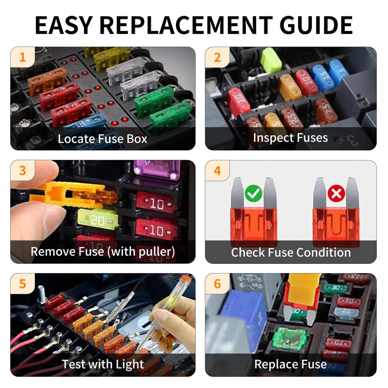 1200 Pcs Car Fuse kit - 520 Pcs Standard Fuses Assortment kit & 680 Pcs Mini Fuses, 1 Fuse Puller for Auto/RV/Truck/Motorcycle/Yacht (2A 3A 5A 7.5A 10A 15A 20A 25A 30A 35A 40A) 1200