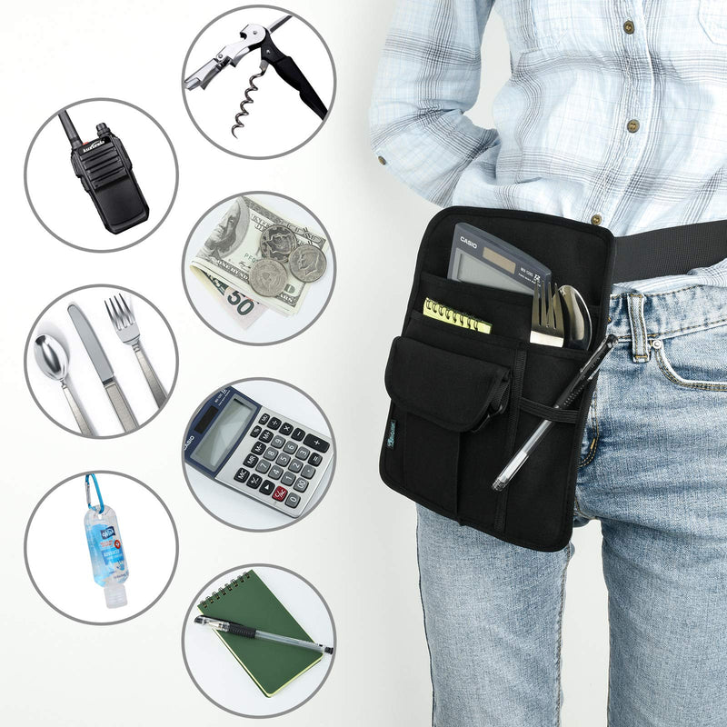 Beautyflier Premium Quality Restaurant Waiter Waist Money Pouch, Restaurant Waitress Accessories Bag, Restaurant Serving Apron Bag with Adjustable Belt for Restaurant, Hotel, Bar etc. 8.25 x 10" Black